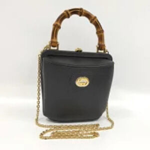 GUCCI Shoulder Bag Bamboo Leather Black